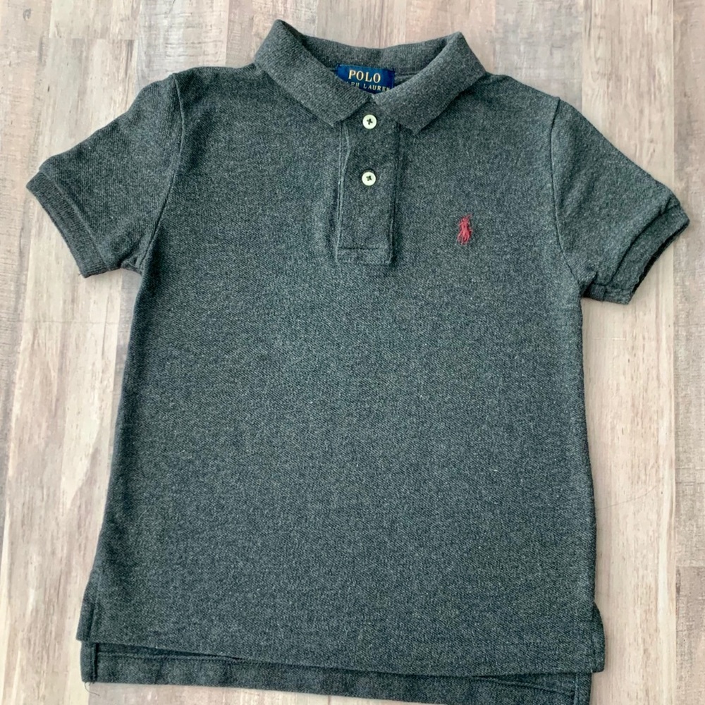 Ralph Lauren Polo Grey Cotton Mesh Polo Shirt